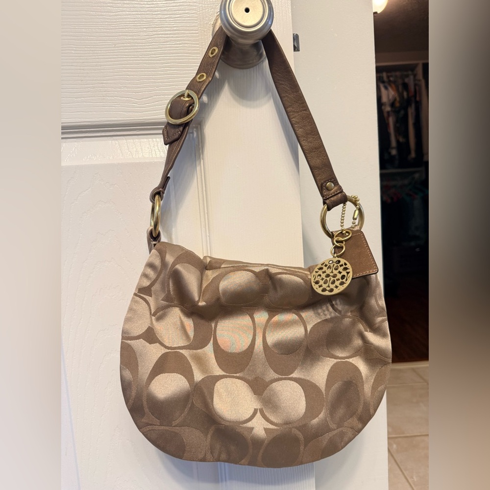 Coach Tan and Brown Shoulder Bag